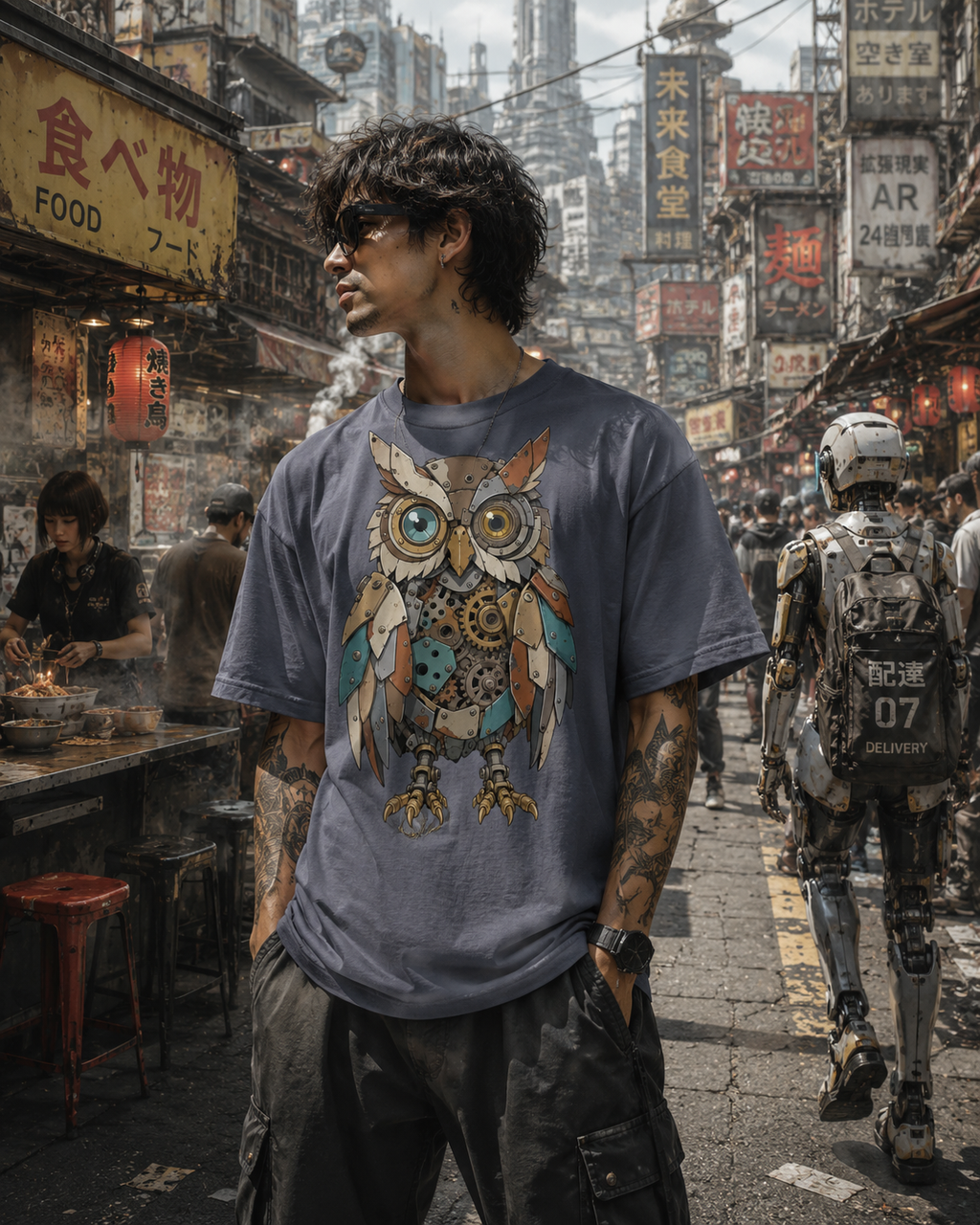 SCRAPWATCH OWL // Mechanical Cyberpunk Tee
