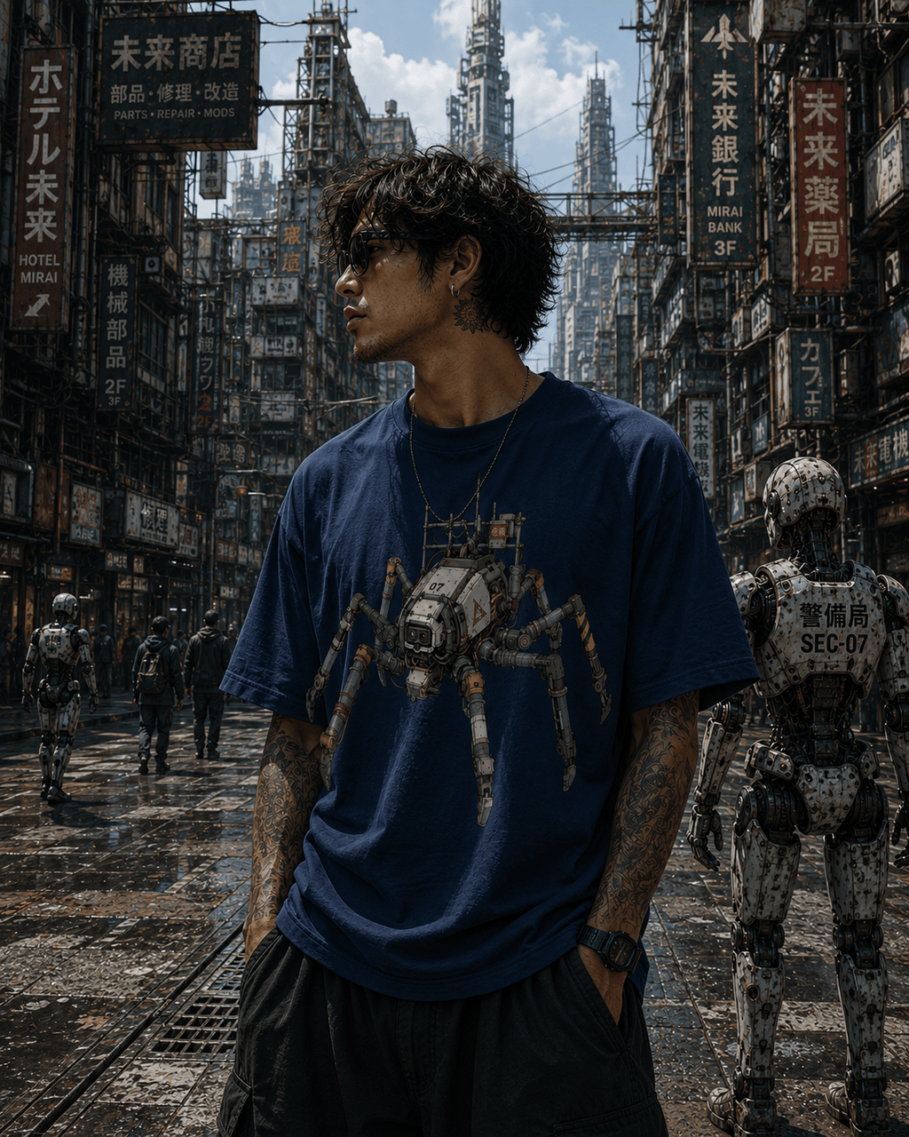 SPIDER UNIT 07 // Cyberpunk Robot Tee