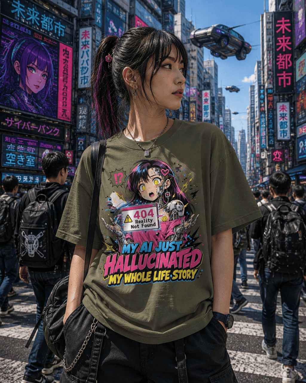 My AI Just Hallucinated My Whole Life Story T-Shirt – Funny AI Anime Cyberpunk Tee | Comfort Colors 1717