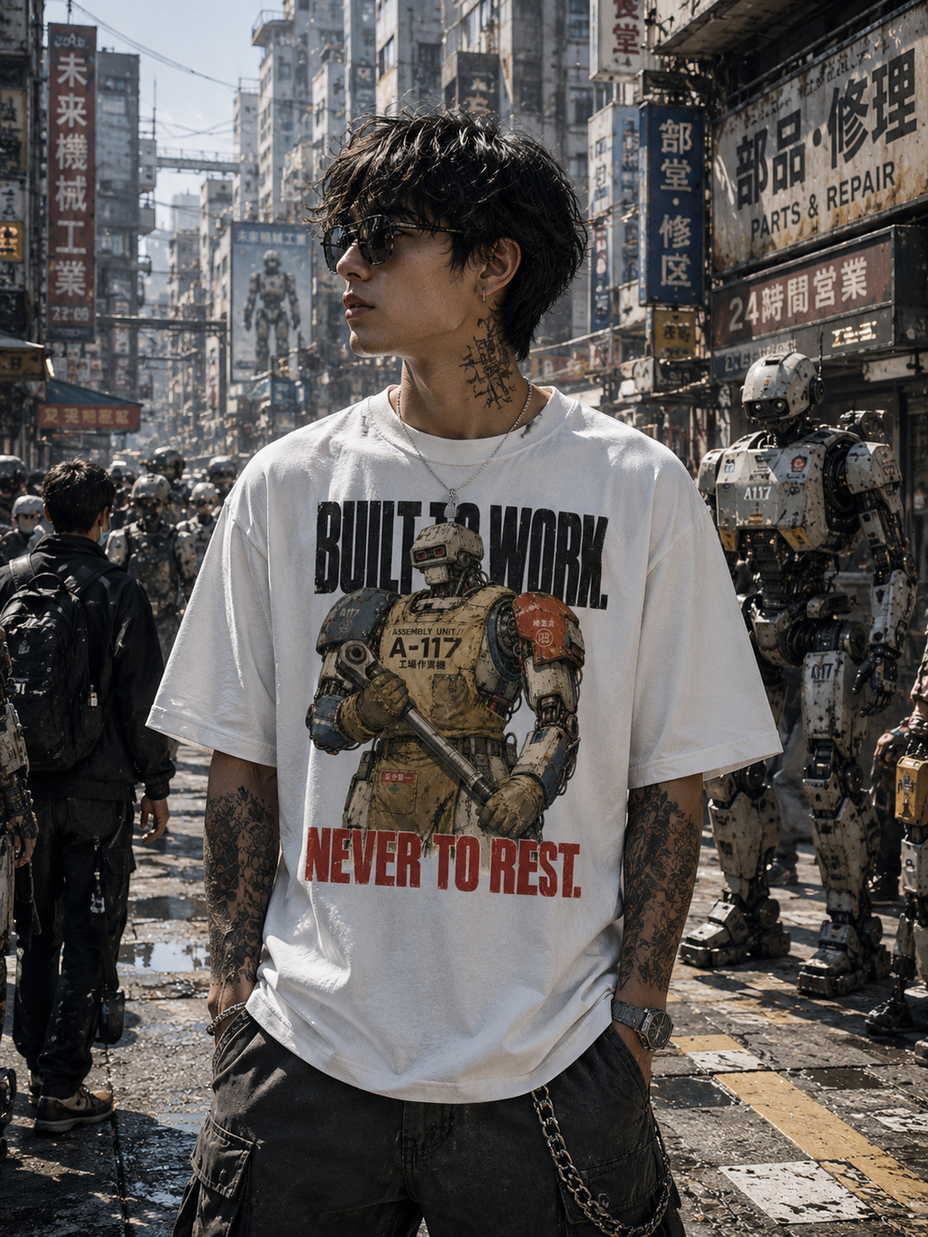 Cyberpunk Factory Worker Robot T-Shirt