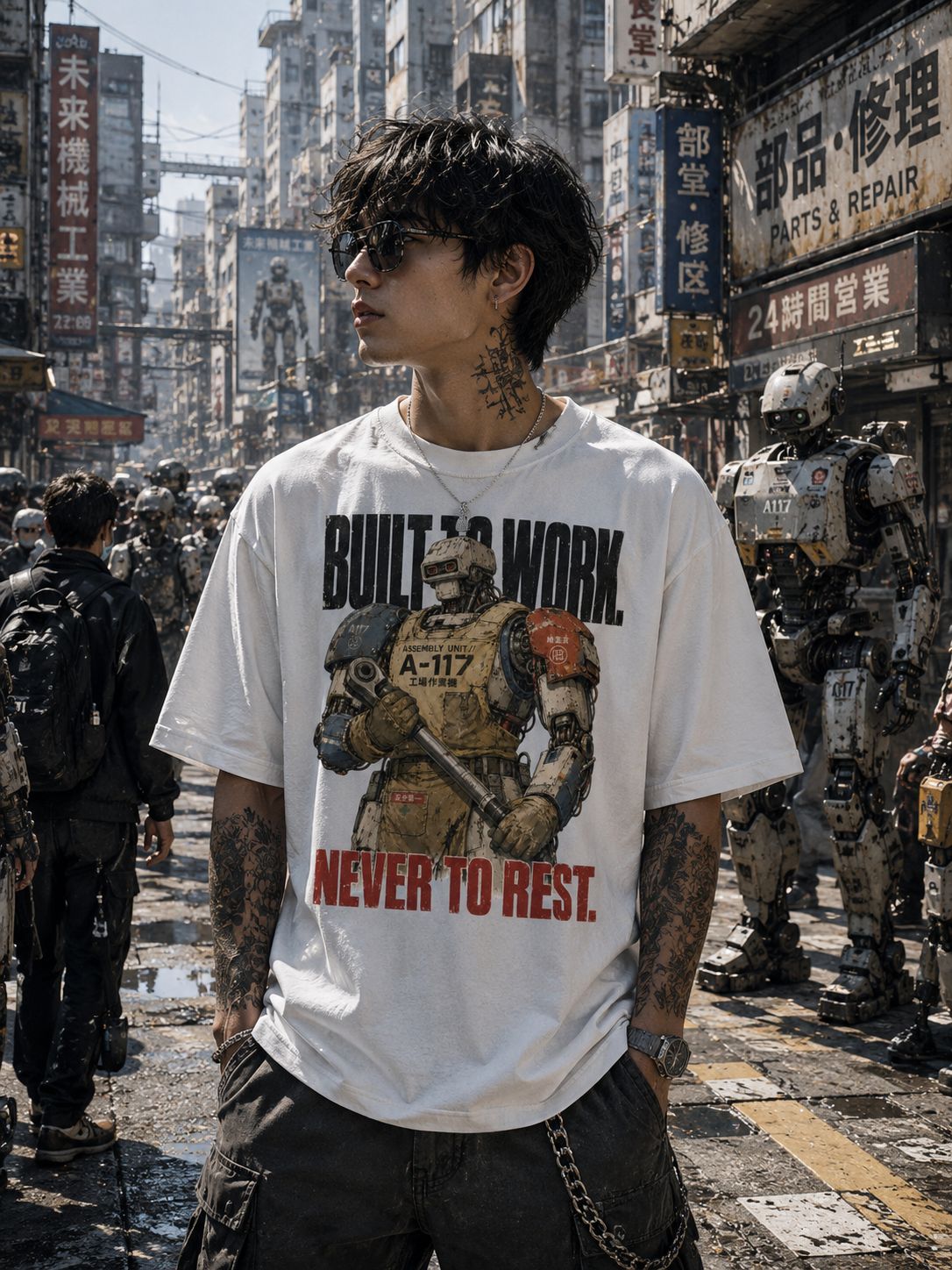 Cyberpunk Factory Worker Robot T-Shirt