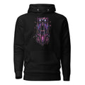 post-apocalyptic street scene wearing a black pullover hoodie 