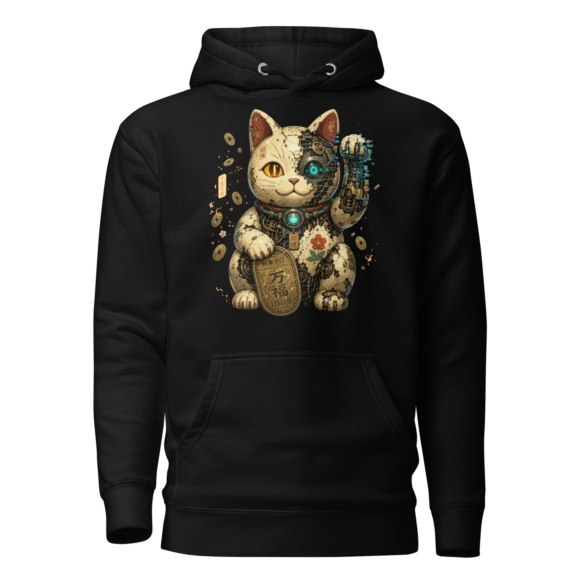 Futuristic Maneki Neko Graphic Hoodie
