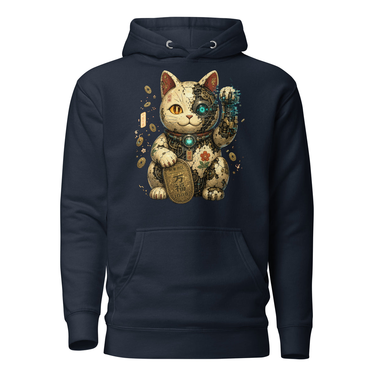 Futuristic Maneki Neko Graphic Hoodie