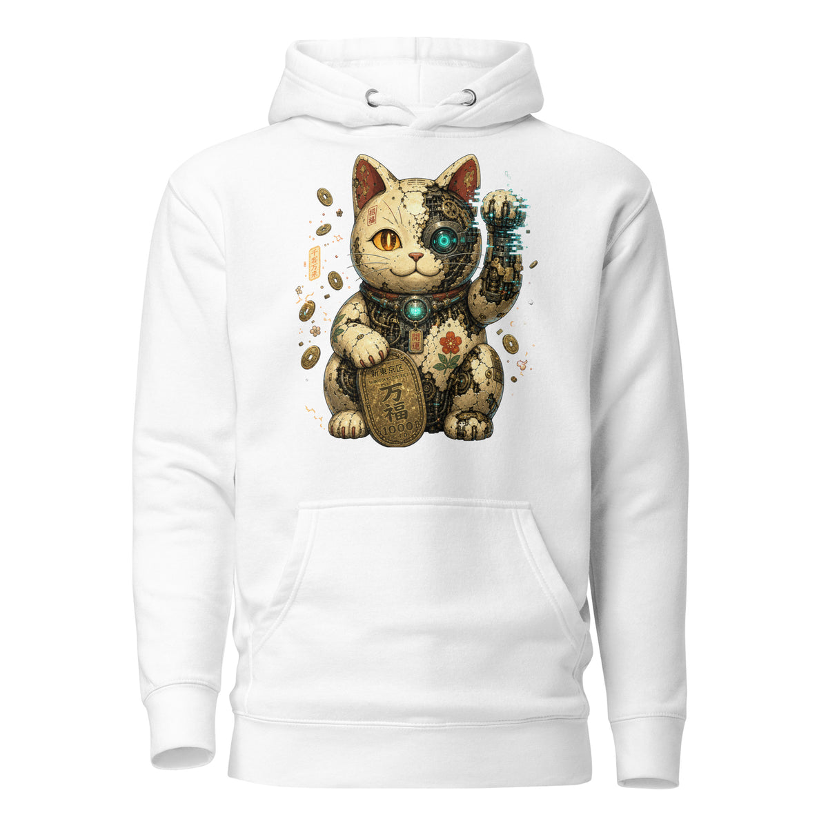 Futuristic Maneki Neko Graphic Hoodie
